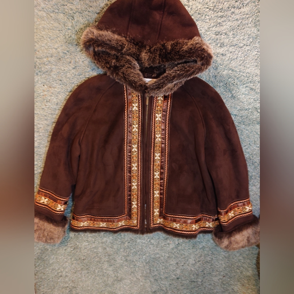 Coldwater Creek Chocolate Teddy Jacket with Faux Fur